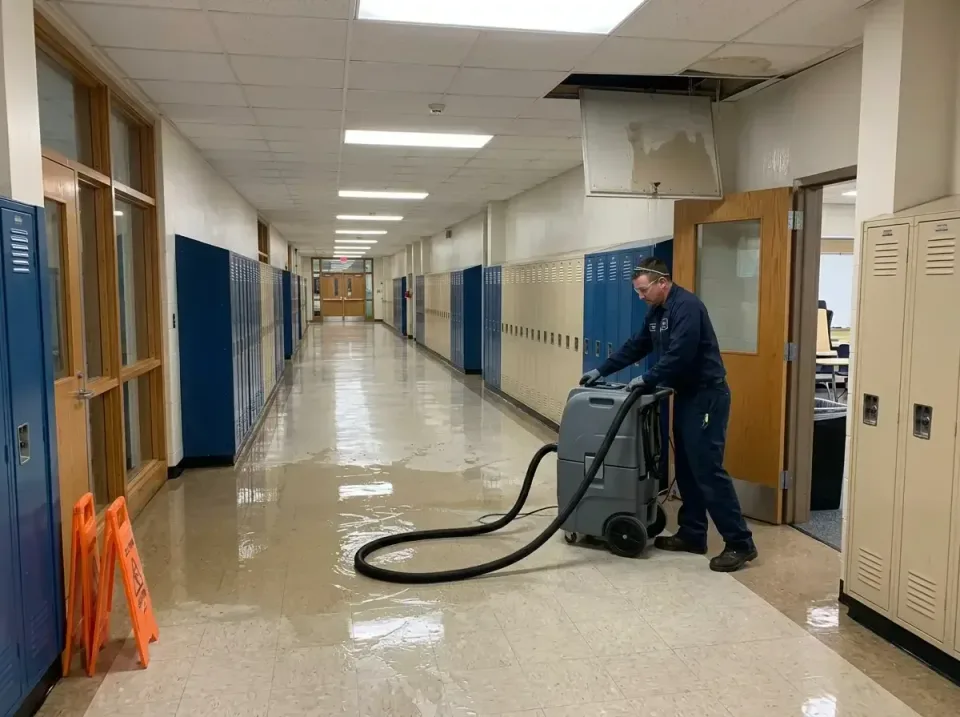 school-corridor-pipe-burst-res-002 school-corridor-pipe-burst-res-002 — professional installation, Water Damage Restoration & Carpet Care in United States